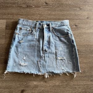 Levi's Light Blue Distressed Mini Skirt